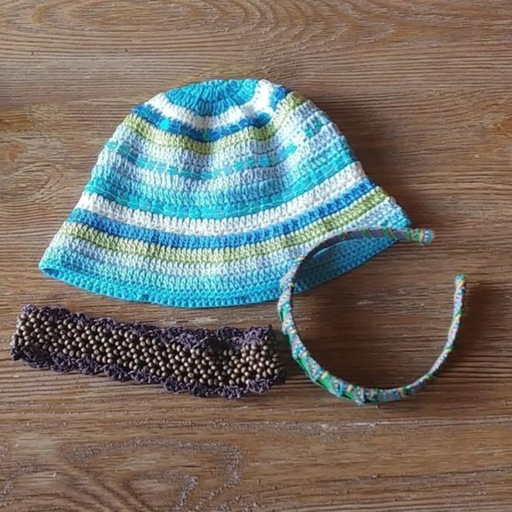 2/$20 Trio of Boho Hippie Headwear: Hat, Headbands